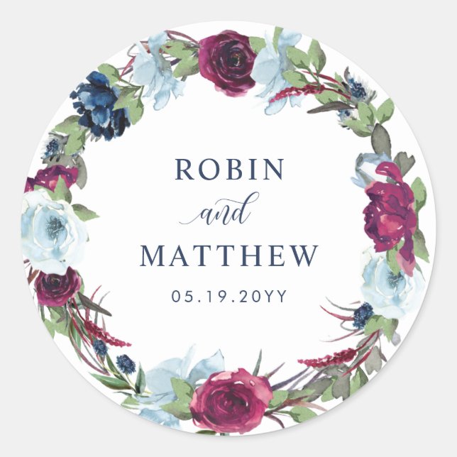 Berry, Blue Burgundy Umschlag Aufkleber / Gefallen (Vorderseite)