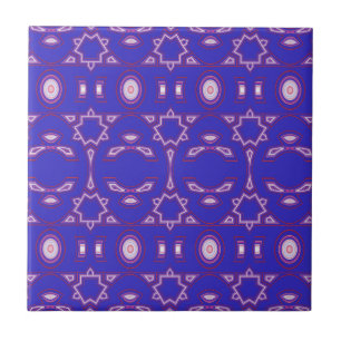 Berry Blue Rosa und Weiß Geometrisch Fliese