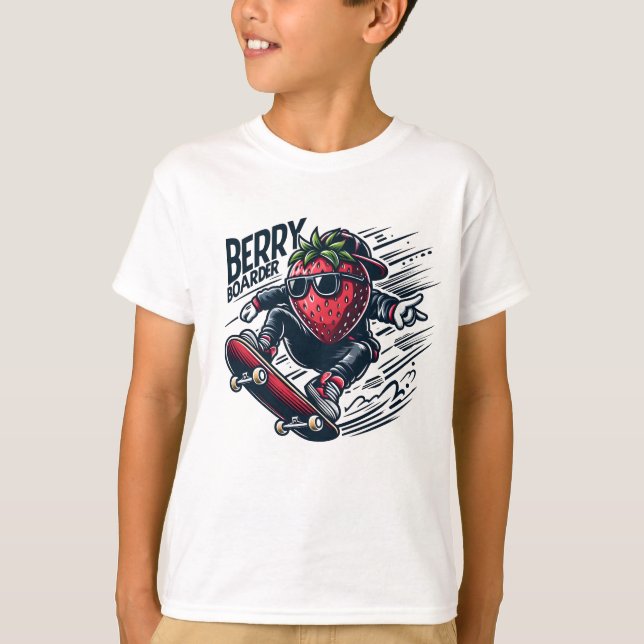 Berry Boarder - Skateboarding Strawberry T-Shirt (Vorderseite)