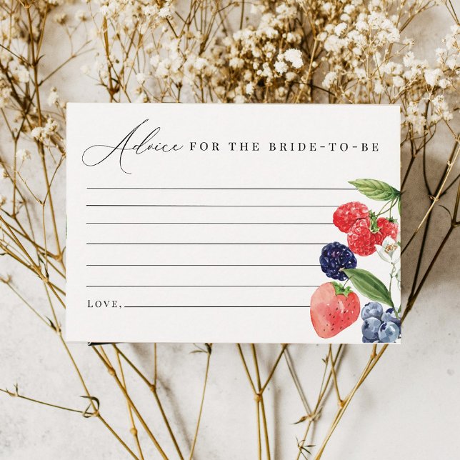 Berry Brautparty Advice Card Berry Sweet Dankeskarte (Von Creator hochgeladen)