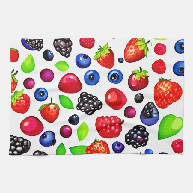 Berry Burst: Fruchtmuster Geschirrtuch (Horizontal)