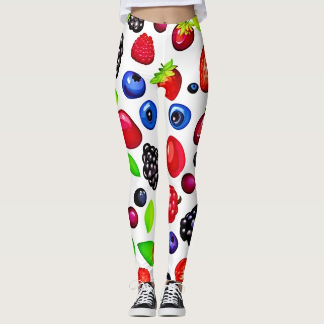 Berry Burst: Fruchtmuster Leggings (Vorderseite)