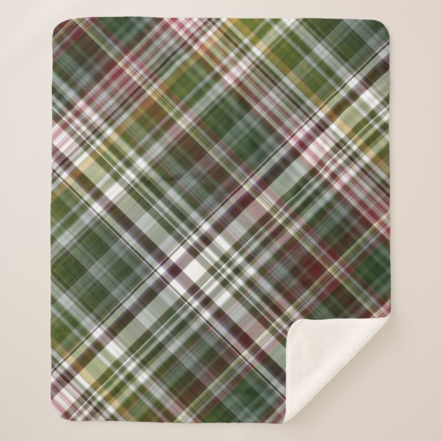 Berry Bush Green und Red Kariert Sherpadecke (Vorderseite)