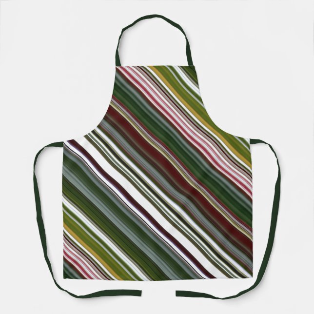 Berry Bush Green und Red Stripe Schürze (Vorderseite)