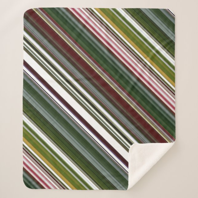 Berry Bush Green und Red Stripe Sherpadecke (Vorderseite)