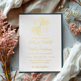 Berry Bush Monogram Hosting mit Eltern Wedding Folieneinladung