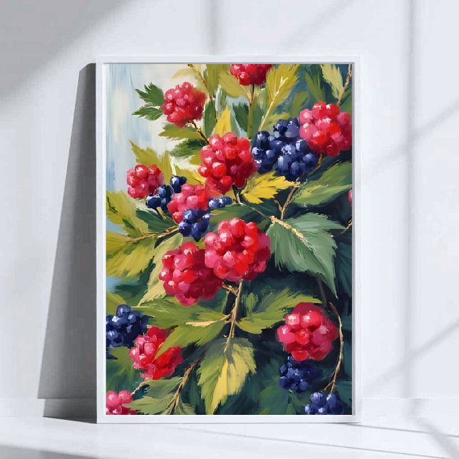 Berry Bush Raspberry BlackBerry Watercolor Frucht Poster (Von Creator hochgeladen)