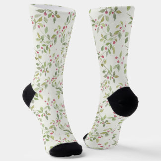 Berry Bush Serenity seamless pattern Socken