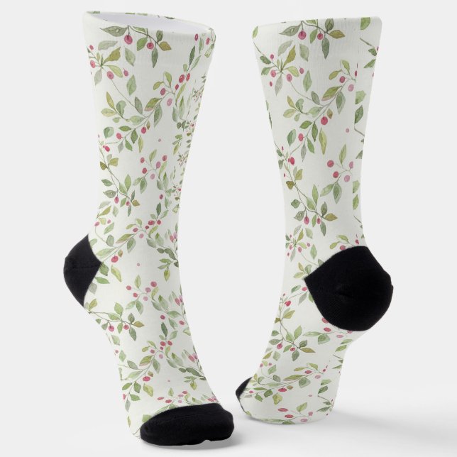 Berry Bush Serenity seamless pattern Socken (Gewinkelt)