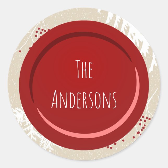 Berry Christmas Name Runder Aufkleber (Vorderseite)