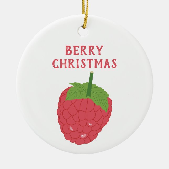 Berry Christmas Raspberry Fruit Design Keramik Ornament (Vorne)