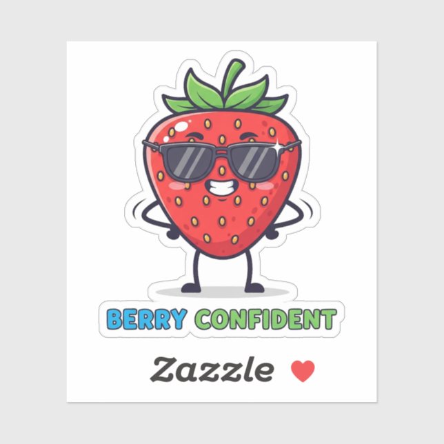 Berry Confident – Cute Strawberry Pun Design Aufkleber (Blatt)
