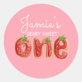 Berry Cookies Eine rosa erste Geburtstagsparty Runder Aufkleber