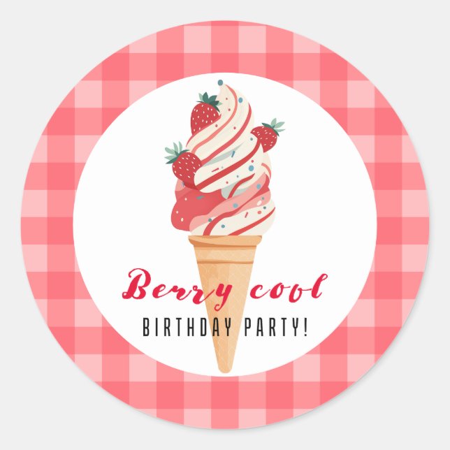 Berry Cool Birthday Classic Round Sticker (Vorderseite)