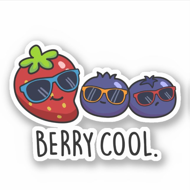 Berry Cool Funny Strawberry Blueberry Pub Aufkleber (Vorderseite)