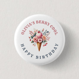 Berry Cool Happy Birthday Ice Creme Party Button