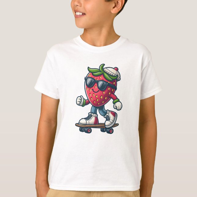 Berry Cool Skater - Kawaii Strawberry T-Shirt (Vorderseite)
