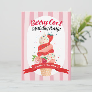 Berry Cool Strawberry Ice Creme Geburtstag Einladung