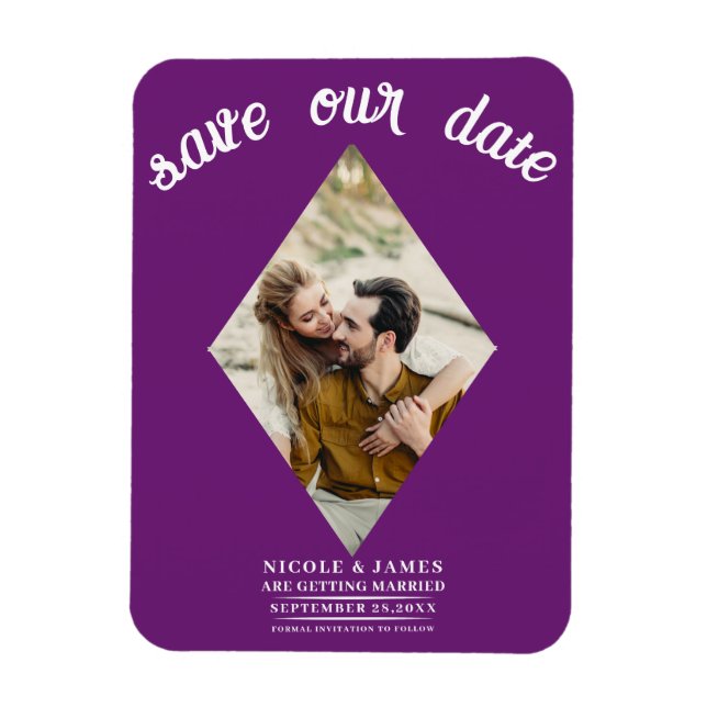Berry Diamond Foto Wedding Save the Date Magnet (Vertikal)
