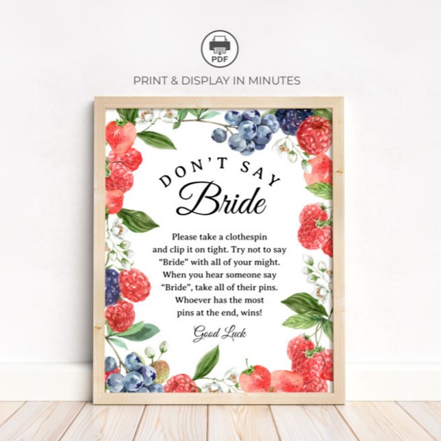 Berry "Don't Say Bride" Brautparty-Spielschild Poster (Von Creator hochgeladen)