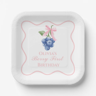 Berry erste Heidelbeere Geburtstag Pink Bow Coquet Pappteller