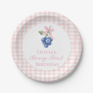 Berry erste Heidelbeere Geburtstag Pink Bow Coquet Pappteller