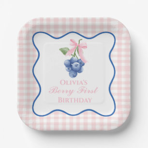 Berry erste Heidelbeere Geburtstag Pink Bow Coquet Pappteller