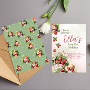 Berry erste Sommer Erdbeere Geburtstag Einladung