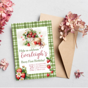 Berry Erste sommerliche Erdbeere Geburtstag Einladung