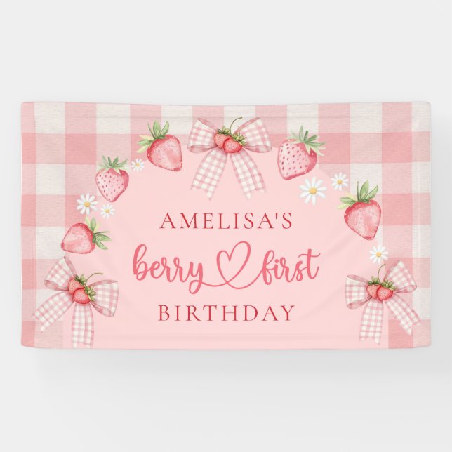 Berry Erste Süße 1. Geburtstag Erdbeere Banner (Horizontal)