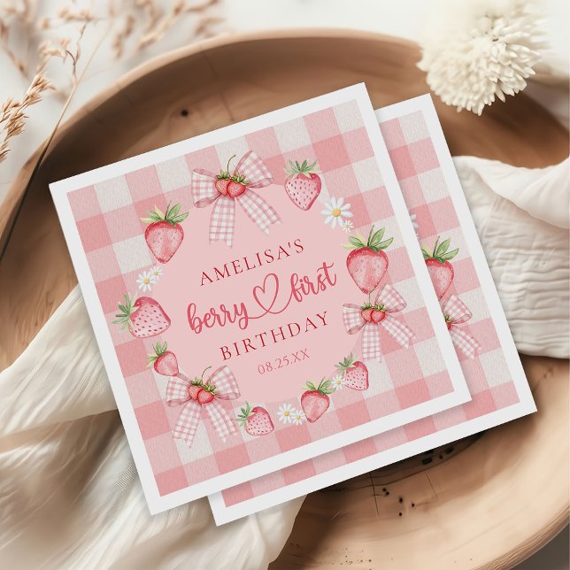 Berry Erste Süße 1. Geburtstag Erdbeere Serviette (Von Creator hochgeladen)