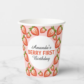 Berry erster Geburtstag Berry Girl pink Strawberry Pappbecher