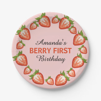 Berry erster Geburtstag Berry Girl pink Strawberry Pappteller