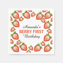 Berry erster Geburtstag Berry Girl pink Strawberry Serviette