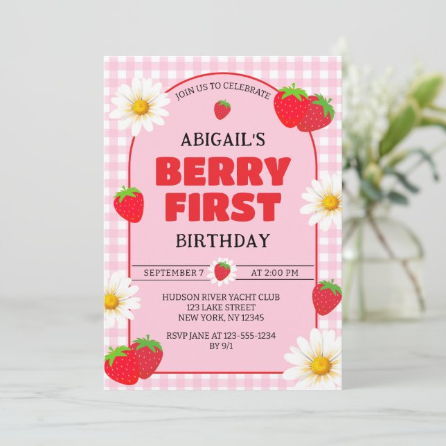 BERRY ERSTER GEBURTSTAG Einladung (Stehend Vorderseite)