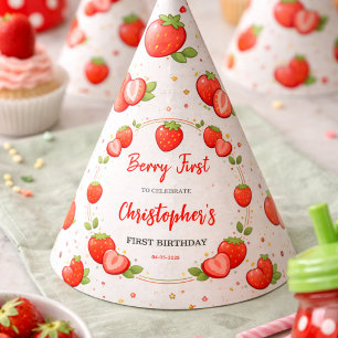 Berry Erster Geburtstag   Erdbeere 1. Geburtstag Partyhütchen