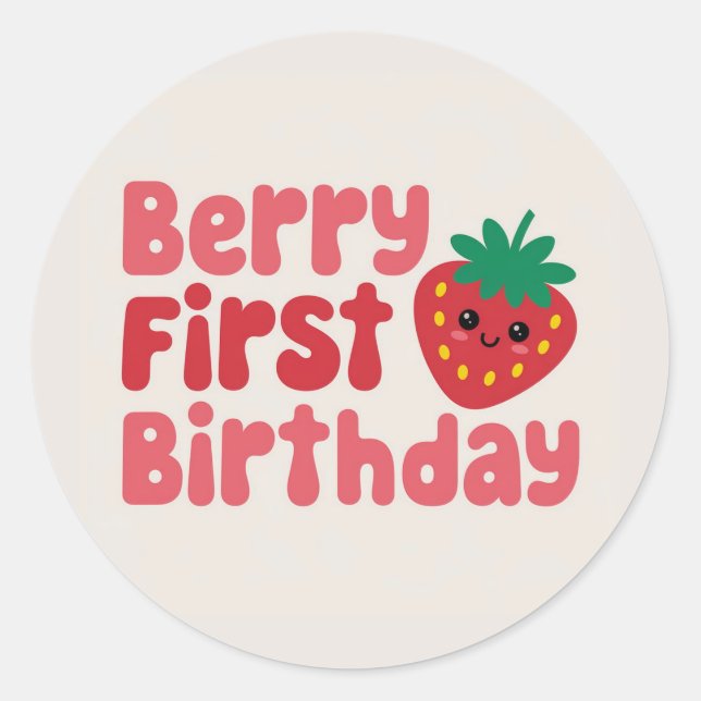 Berry Erster Geburtstag für Mädchen Aufkleber (Vorderseite)