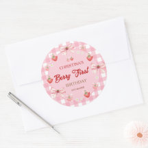Berry erster Geburtstag rosa Gingham Erdbeermädche