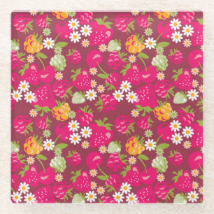 Berry Fabric: Deep Red Seamless Glasuntersetzer