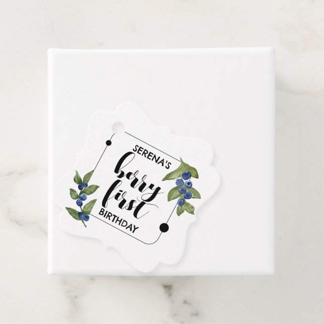 Berry First | 1. Geburtstag | Blaubeere | Miminal Geschenkanhänger (Beispiel)