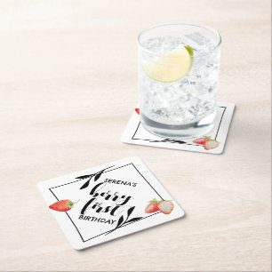 Berry First 1. Geburtstag Erdbeere Modern Untersetzer