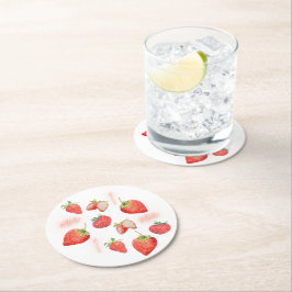 Berry First | 1. Geburtstag | Erdbeere | Muster Runder Pappuntersetzer