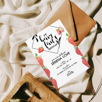 Berry First | 1. Geburtstag | Erdbeere | weiß Einladung