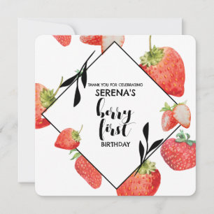 Berry First   1. Geburtstag   Moderne Erdbeere Dankeskarte