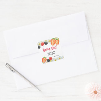 Berry First 1st Birthday Quadratischer Aufkleber