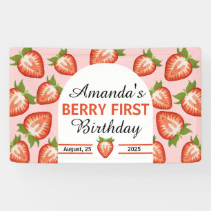 Berry First Baby Girl Pink Geburtstag Banner