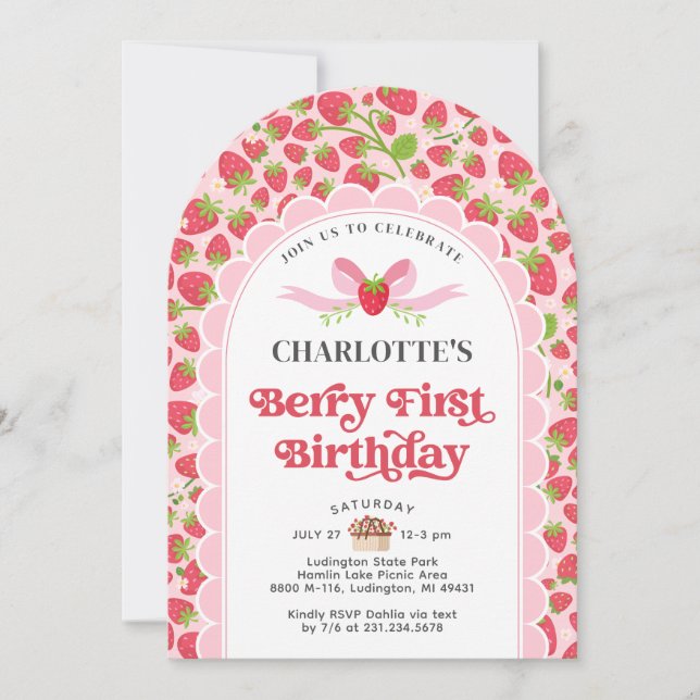 Berry First Birthday 1. Geburtstag Einladung (Vorderseite)