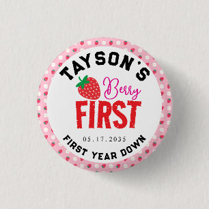 Berry First Birthday 1. Geburtstag Strawberry Button