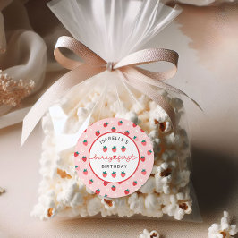 Berry First Birthday 1. Geburtstag Strawberry Part Runder Aufkleber