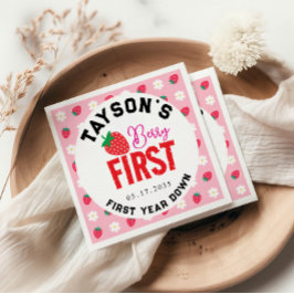 Berry First Birthday 1. Geburtstag Strawberry Serviette